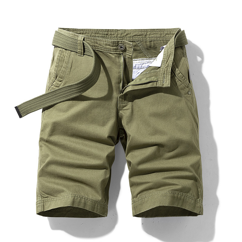 2022 nuevos pantalones cortos de verano de seis puntos pantalones cortos de playa de algodón para hombres pantalones de playa de Moda Verde estilo coreano pantalones Casuales
