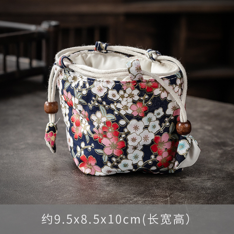 Bolsa de almacenamiento de taza única maestra bolsa de taza maestra taza de té portátil taza de construcción bolsa de tela con cordón de algodón y lino bolsa de tela juego de té