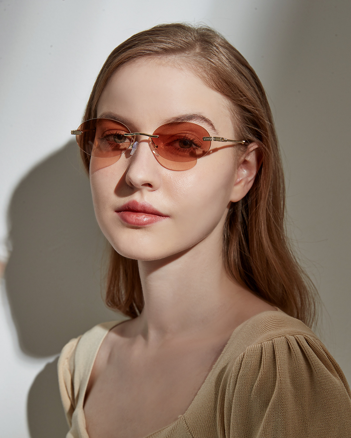 Retro Frameless Oval Small Sunglasses display picture 1
