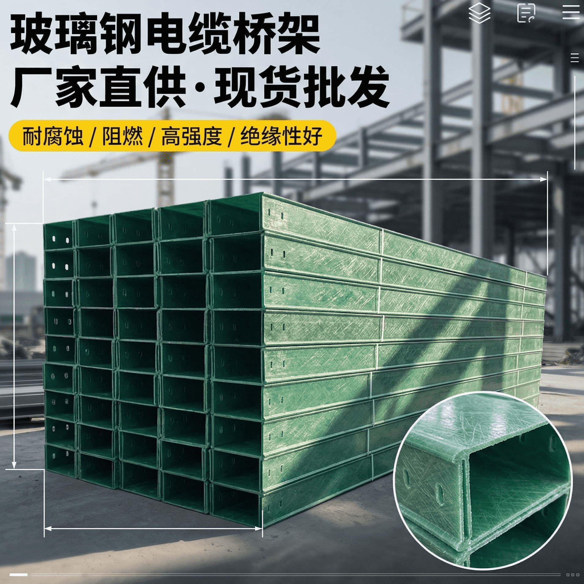 玻璃钢电缆桥架 防腐阻燃 FRP 槽式梯级式桥架 电力通信工程用