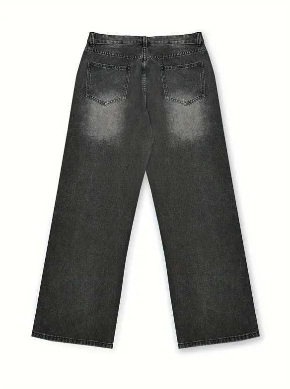 Cross-border retro americano viejo desgastado jeans hombre callejero de tendencia suelta pantalones rectos largos de piernas largas