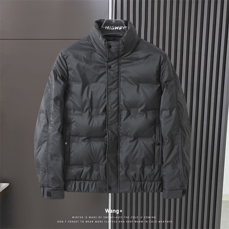 Autumn and winter new national standard standing collar down men's Korean version solid color casual warm thickened_voghion.com