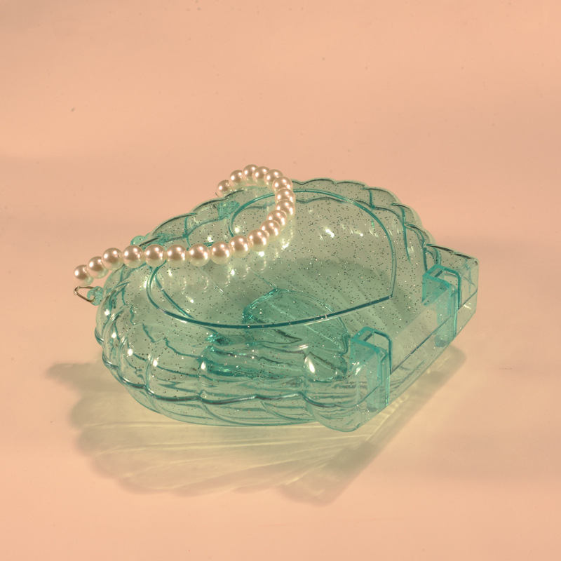 透明绿色扇贝盒 手提款串珠包包盒 PS塑料盒 礼物包装盒礼品盒