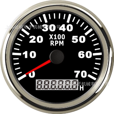 automobile instrument: Engine Modified Universal Instrument - silver-edge-black-bottom-0-7000rpm
