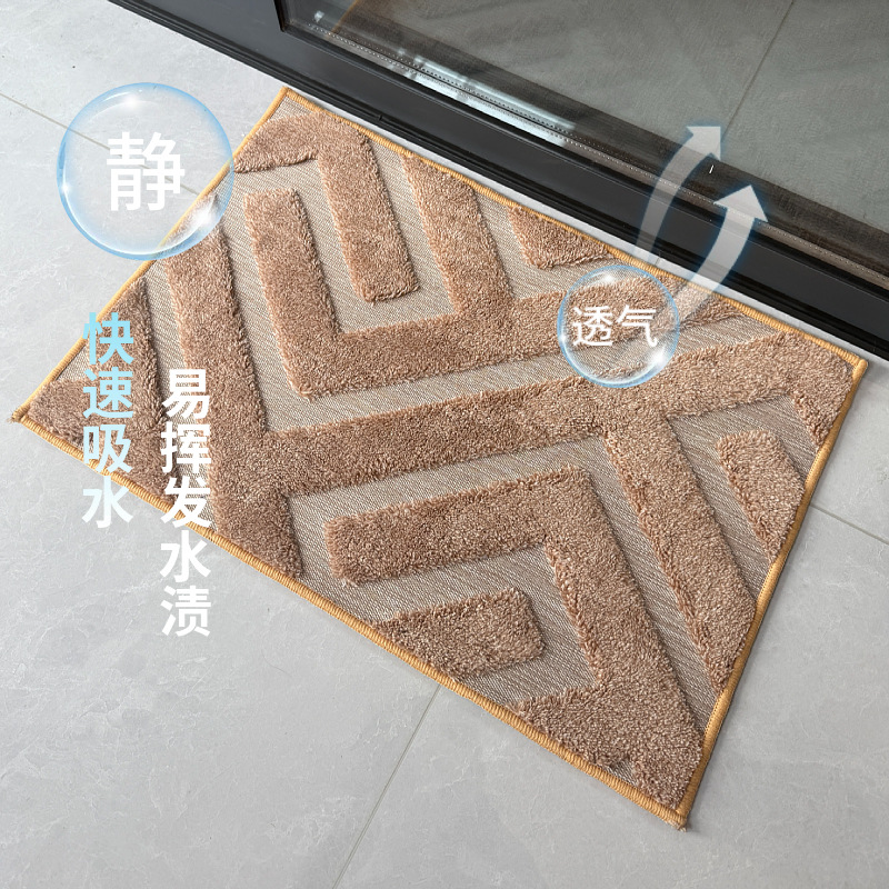 Nuevos productos de peluche tallados en la puerta alfombra de piso dormitorio cama alfombra de pie puerta de baño alfombra de absorción de agua lujosa viento ultra suave image 9