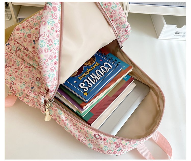 双肩背包少女2024新款大容量背包时尚甜妹简约双肩包中大学生