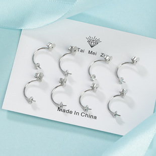 [Factory] U-shaped earring accessories pearl holder half hole bead ear needle DIY bowl needle 4mm bead plate earring accessories