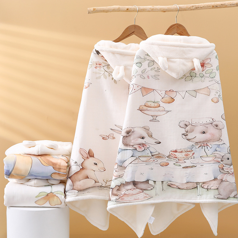 New Kidsren's Cloak Baby Thickeneded Bath Towel Bamboo Cotton Quick-Drying Hooded Wearable Cloak Bath Bag Wrap Autumn and Winter New Kidsren's Cloak Baby Thickeneded Bath Towel Bamboo Cotton Quick-Drying Hooded Wearable Cloak Bath Bag Wrap Autumn and Winter