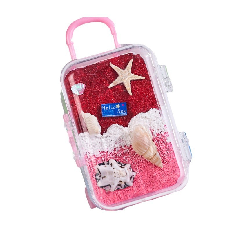 여행 문화 및 창의적 선물 형광 트롤리 케이스 냉장고 자석 수제 모래 그림 조개 기념품 여행 기념품