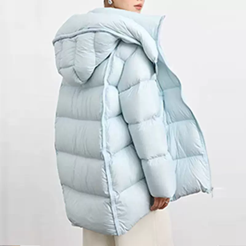鹅绒羽绒服女冬季中长款平湖2025反季女装高级感大码厚羽绒外套