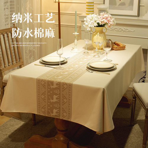 Cross-border Nordic thickened tablecloth anti-scalding rectangular coffee table towel household cotton and linen waterproof tablecloth wholesale dropshipping