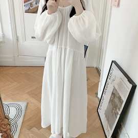 批发货源 2026春季纯色女睡裙白色漏背家居服甜美公主风长裙睡衣