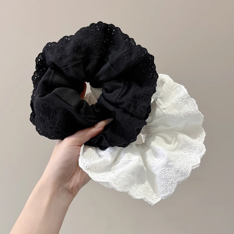 Anillo de cabello de alta elasticidad de encaje duradero, cordón de cabello fresco y dulce coreano, temperamento simple y ligado al cabello, correa de goma pequeña