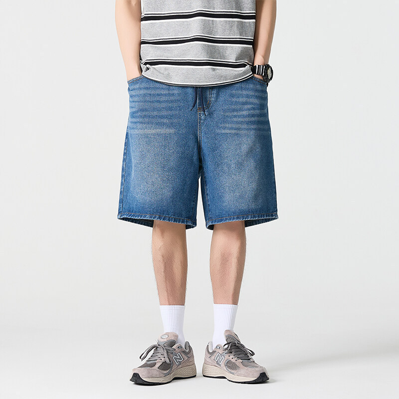 Urban Goods 2025 Summer New Lace-Up Loose Water System Denim Shorts