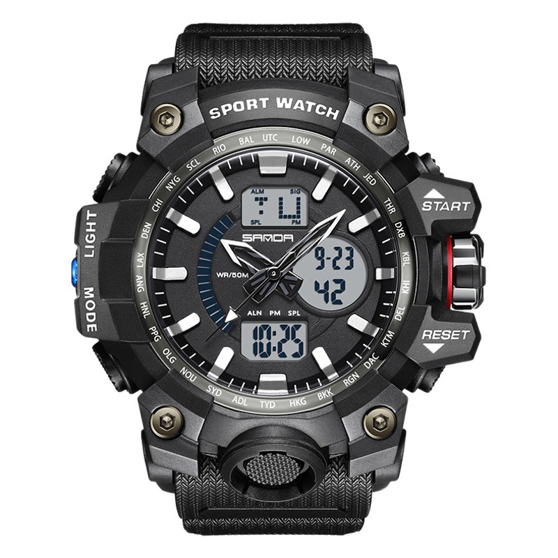 SANDA 3132 reloj electrónico de los hombres de moda personalizado reloj digital estudiante al aire libre impermeable reloj multifuncional