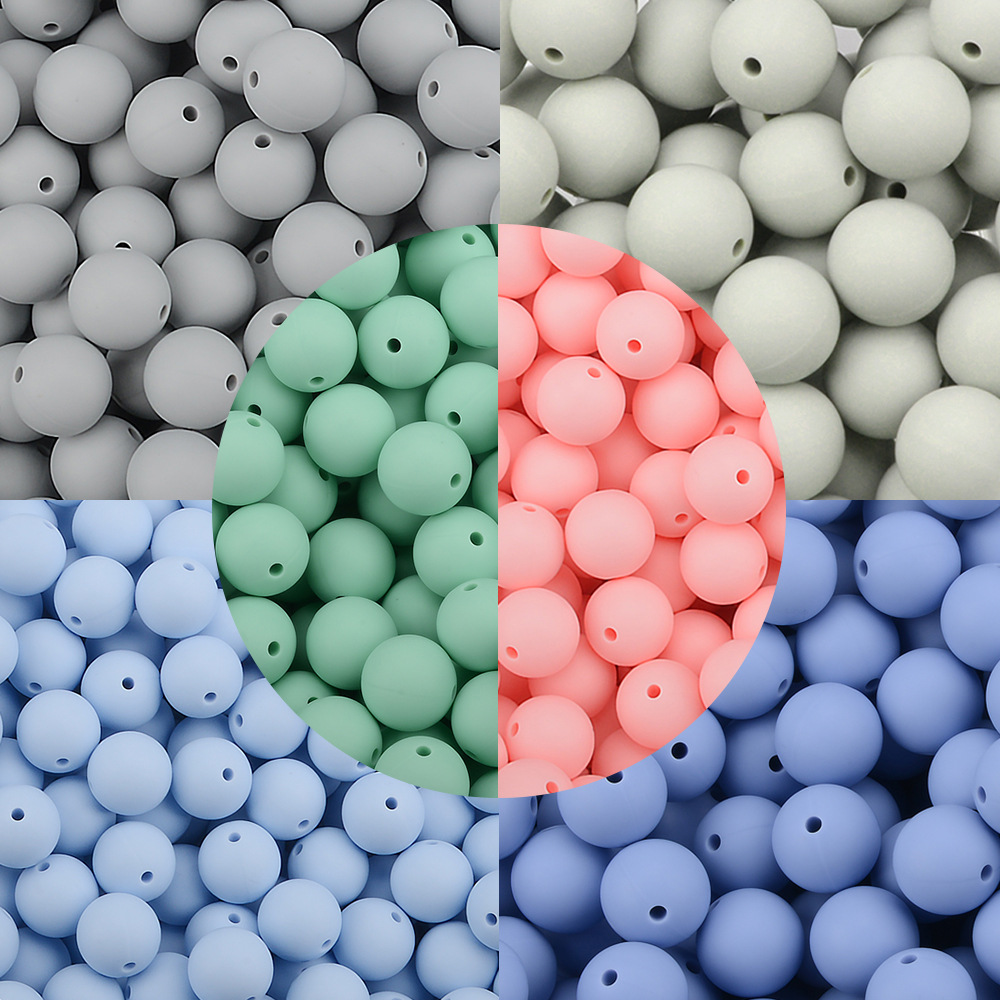 Silicone New 9/12/15mm candy color silicone beads baby gum jewelry accessories DIY bracelet loose beads wholesale