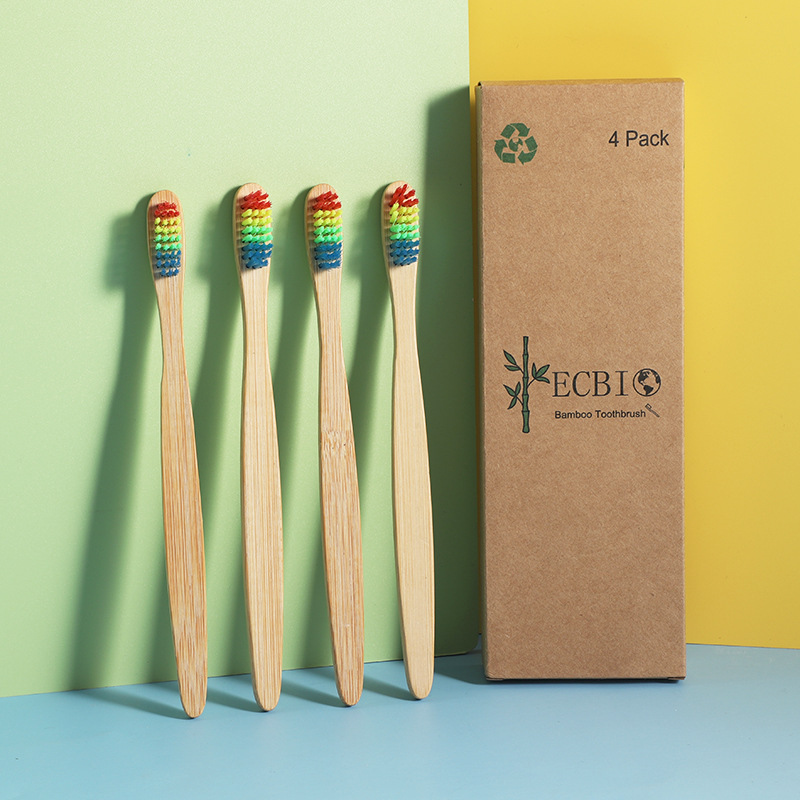 Hotel cepillo de dientes de bambú desechable adulto cabeza de bambú cepillo de dientes de cerdas suaves mango de bambú cepillo de dientes de Bambú
