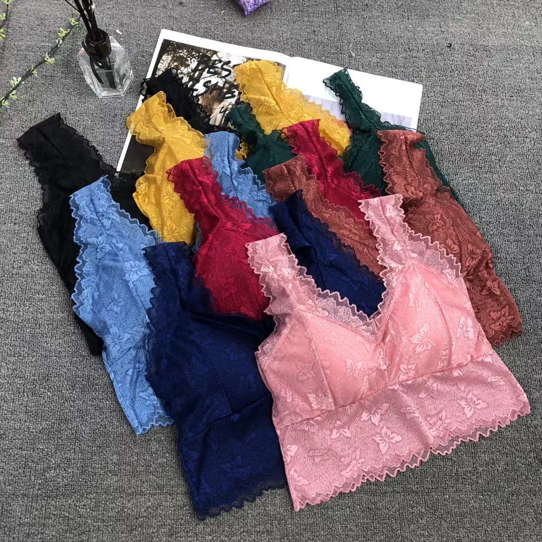 Nuevo encaje de alta calidad belleza volver chaleco inalámbrico sexy sujetador ropa interior deportiva mujeres al por mayor