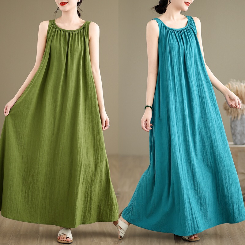 2025 New Summer Clothing Free Series Relaxed Lazy Skirt Normcore Sleeveless Maxi Dress in 6 Colors