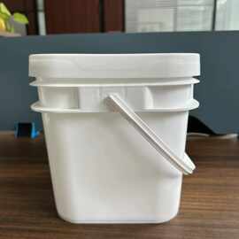 厂家批发8L塑料方桶狗粮猫砂收纳包装桶白色手提压盖农药方形桶