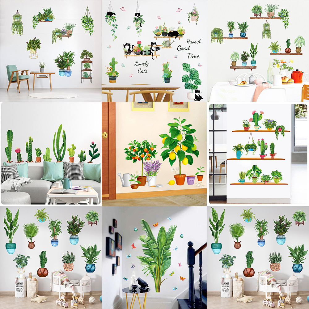 3D Three-dimensional Wall Stickers Green Plant KSR-28 Wall Stickers Bedroom Living Room Decoration Room Layout Stickers Self-adhesive Wallpaper