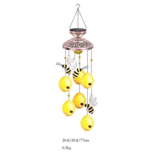 Solar Wind Chimes Amazon Cross-border Hot Outdoor Decorative Garden Pendant Bee Hive Wind Chimes Color Glass Classic