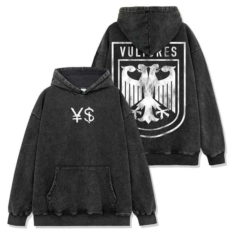 Cross-border retro hip-hop kanye Kanye West printed short-sleeved T-shirt washing long-sleeved casual hooded sweatshirt men