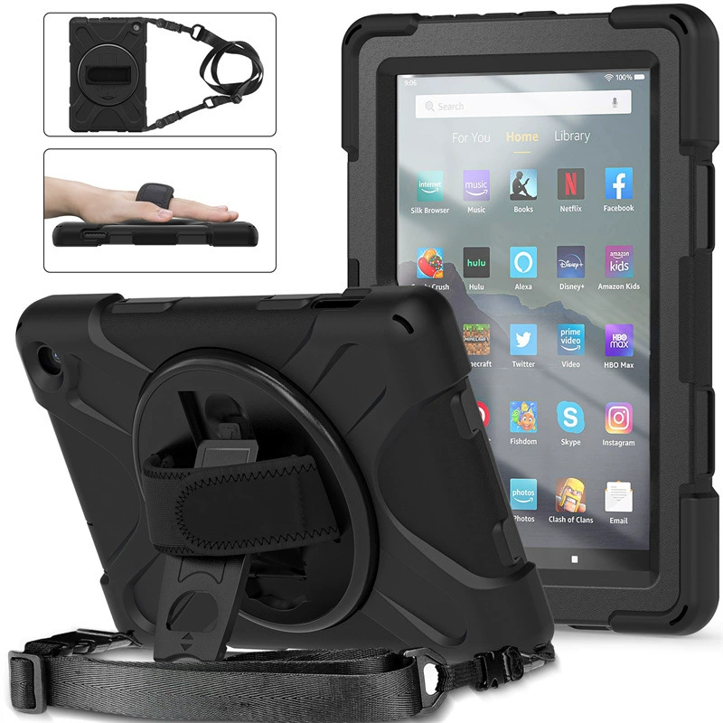 Совместимо с Amazon Fire7 2022 Pirate King Flash Shell PC Rotating Smedule Kindle HD8 ремень через плечо задняя оболочка