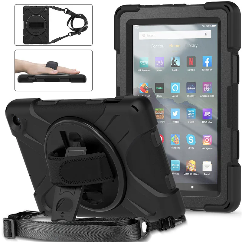 Совместимо с Amazon Fire7 2022 Pirate King Flash Shell PC Rotating Smedule Kindle HD8 ремень через плечо задняя оболочка