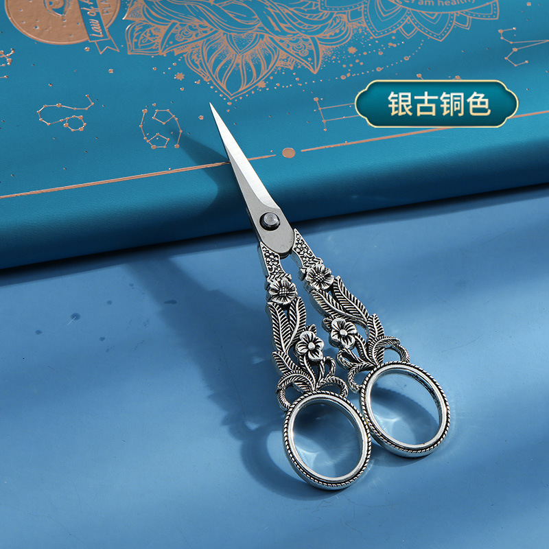 Narciso retro tijeras pequeñas tijeras de bordado hecho a mano tijeras de punto de cruz mano cuenta de acero inoxidable tijeras de hilo tijeras portátiles para el hogar