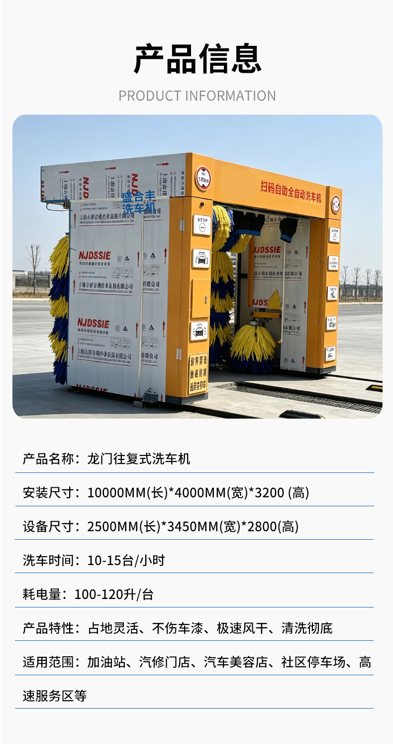 Reciprocating self-service car wash machine, intelligent gantry fully automatic car wash machine, parking lot and gas station commercial car wash machine