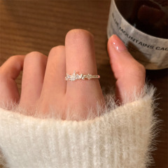 冷たい風の蝶の指輪の女性の大衆の精巧で軽い豪華なジルコンの指の環の博主の同金の2025年の新型は調節することができます。