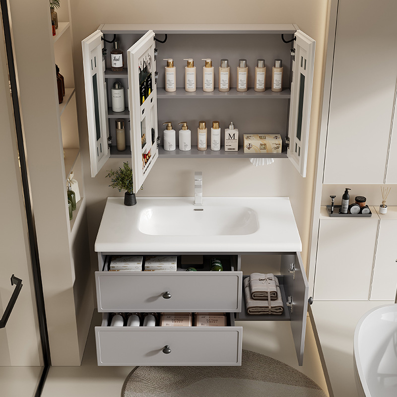 gabinete de baño de aluminio espacial combinado inodoro cerámico todo en uno lavabo lavabo lavabo doble aspirador tipo espejo de baño completo sellado