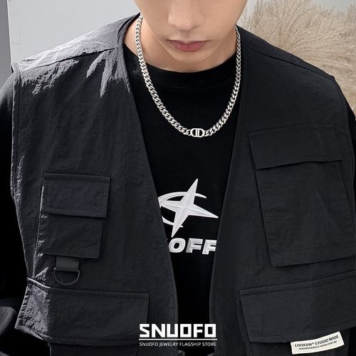 Kang Jeong Lee Unisex Chain Necklace with High-End Titanium Steel, Non-Fading Style, Cubic Link Accessory