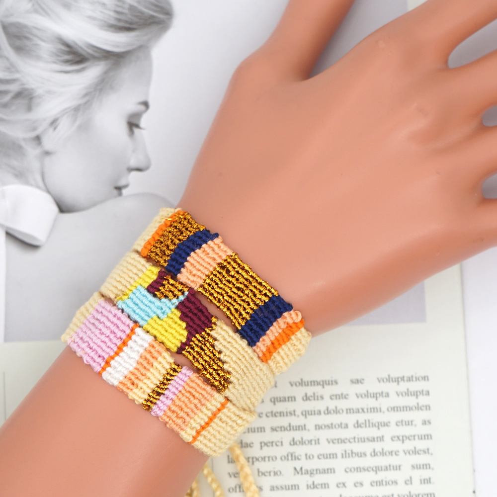 Ethnic Style Colored Cotton Woven Elastic Bracelet Wholesale Jewelry Nihaojewelry display picture 6