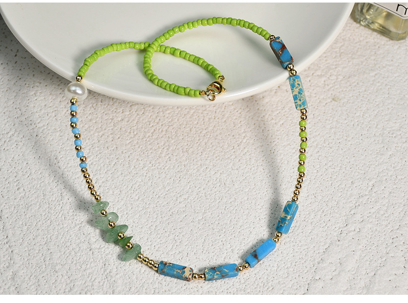 Retro Geometric Beaded Alloy gravel Patchwork Womenu0027S Necklace