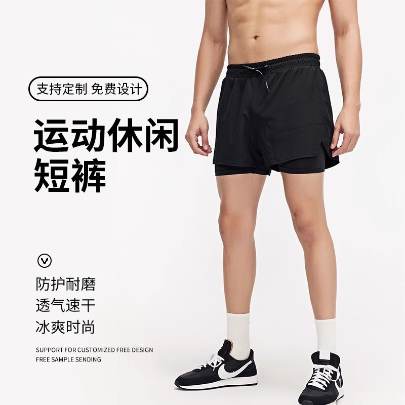 Men's Summer Sports Shorts for Running, Two-In-One Design with Inner Lining, Suitable for Fitness Training, Squats, Quick-Dry Track and Field Running Shorts, Wholesale