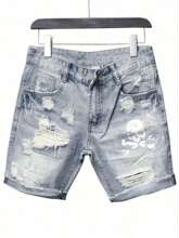 M 17420 Ripped denim capris �ƶ�ţ����ֿ�