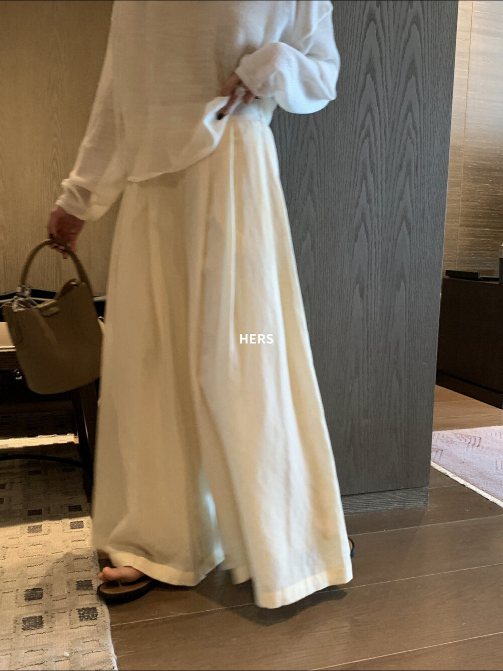 Quần culottes nữ ống rộng cạp cao thun lưng dáng suông phong cách Nhật — Thẻ hồng, màu trắng chi tiết 22