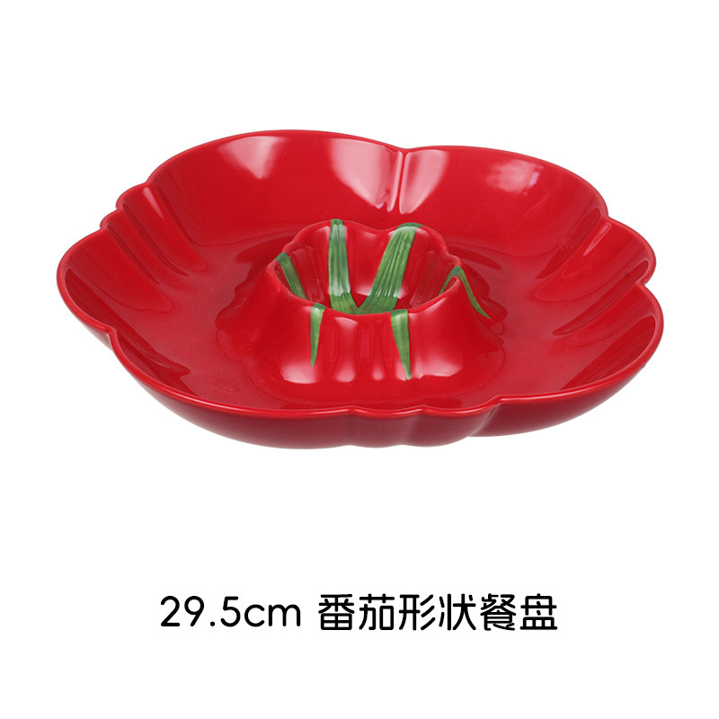 工場直送の色釉セラミック工芸品、牧歌的なスタイル、新鮮でキュートな子供用ボウル、皿、カップ、野菜セラミック食器セット|undefined