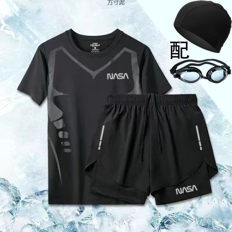 泳衣套装男女防走光平角游泳裤运动跑步冲浪防晒沙滩温泉三分裤厂|undefined