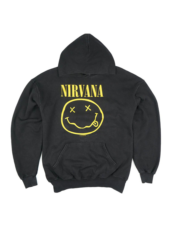 Nirvana Nirvana Band Classic Yellow Smiley Rock Smiley Face Loose Punk Hooded Sweatshirt for Men
