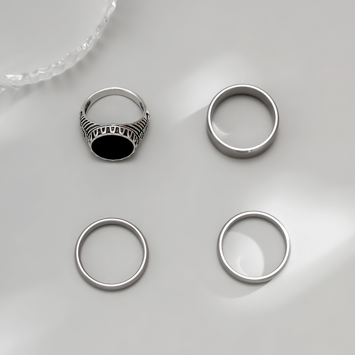 Daily, Street Occasion Retro Classic Style Geometric Alloy Titanium Steel Plating Men's Rings Men Ring Sets