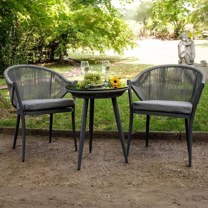 Mesas y sillas de Ratán al aire libre patio impermeable y protector solar muebles combinación Villa jardín al aire libre ocio silla de Ratán al aire libre