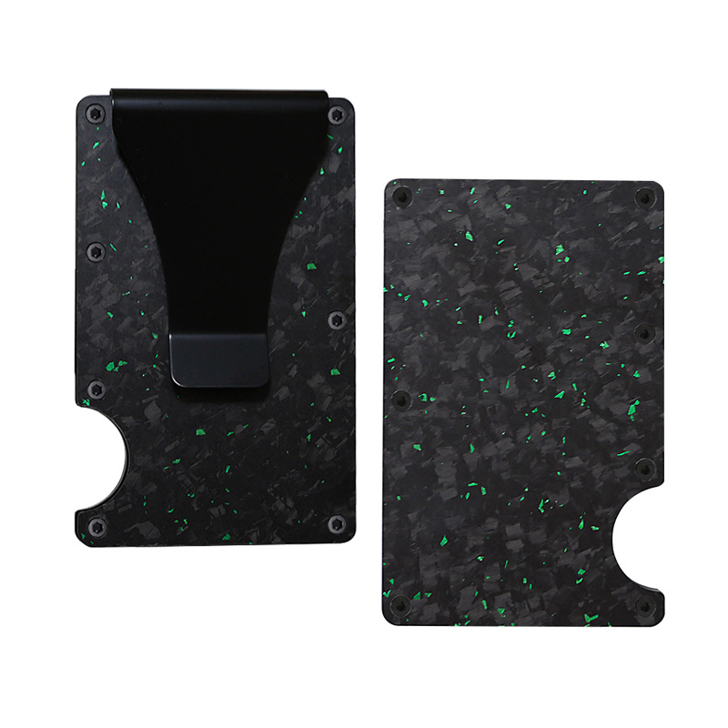 Fábrica en stock Amazon nuevo metal titular de la tarjeta de fibra de carbono cartera RFID antirrobo cepillo tecnología de bloqueo