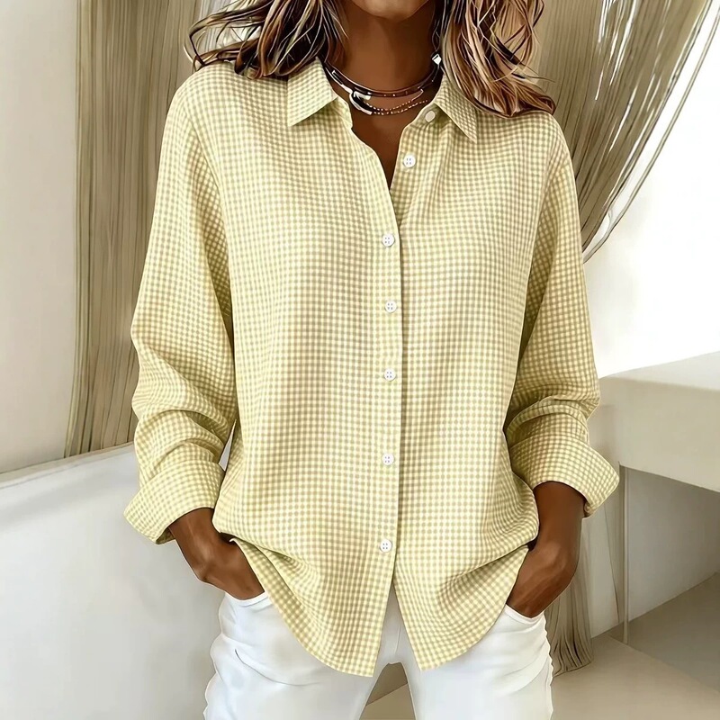 Cross-border European and American 2026 new women's versatile long-sleeved plaid shirt, a trendy fashion item for all seasons Cross-border European and American 2026 new women's versatile long-sleeved plaid shirt, a trendy fashion item for all seasons