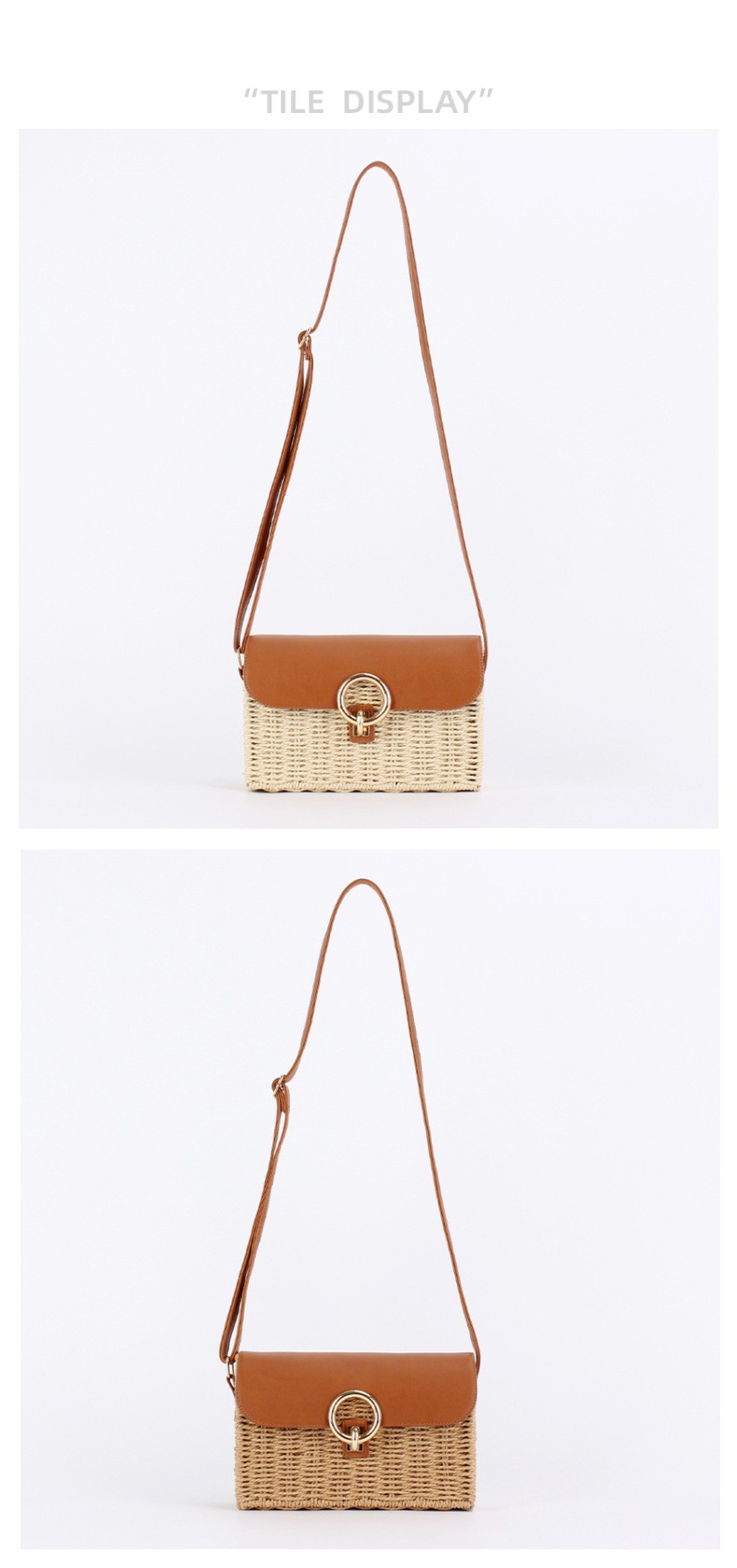 Women's Small Straw Geometric Elegant Basic Lock Clasp Straw Bag display picture 1