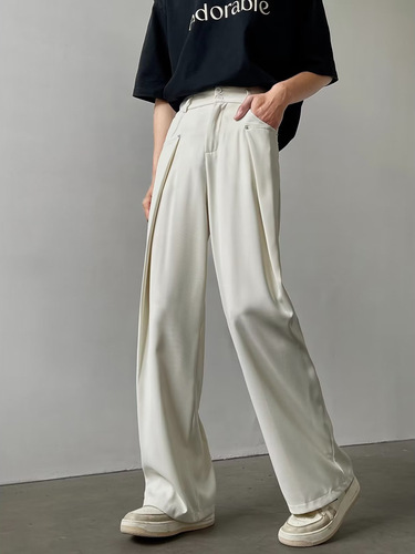 Men's Summer Thin Casual Western Trousers with Drape and High-end Feel Straight Suit Pants Men's Small Western Trousers Trendy