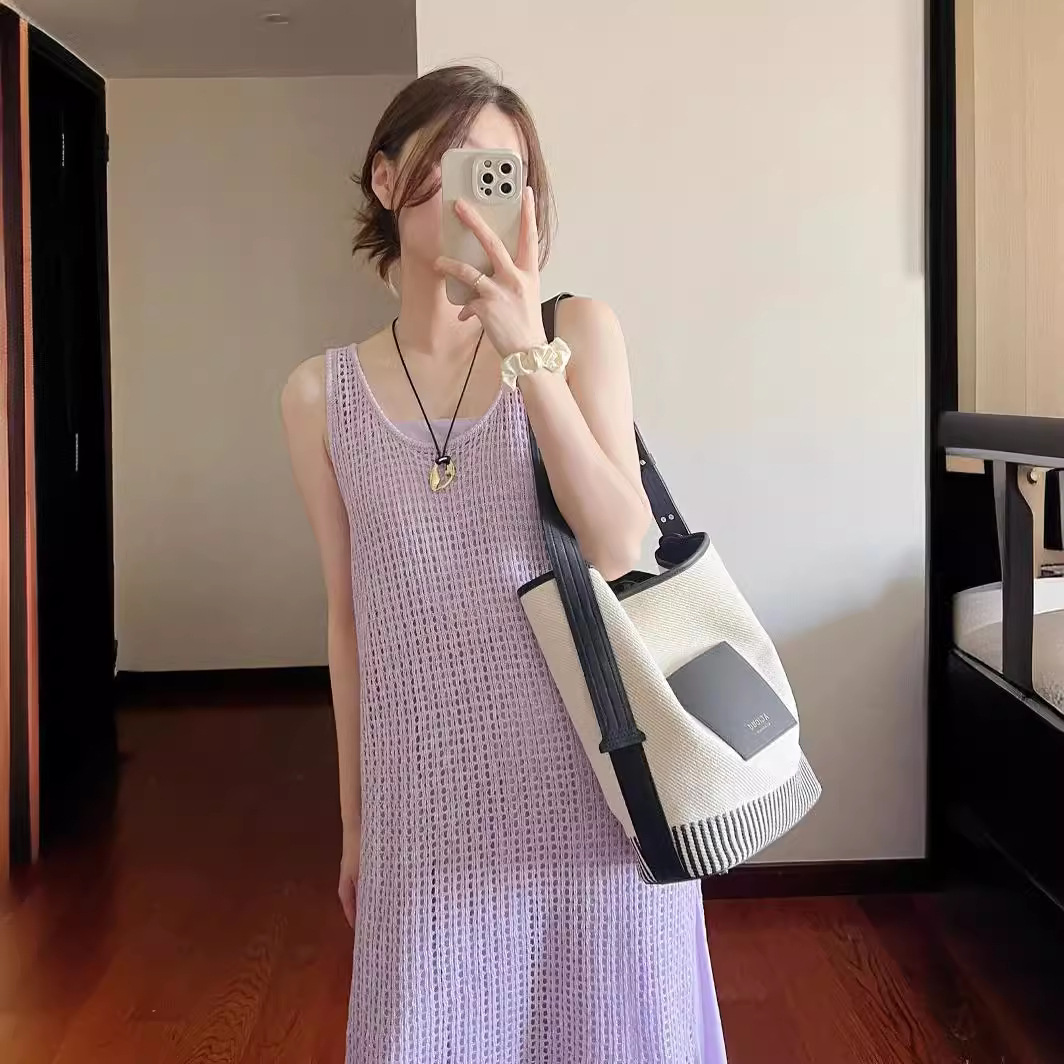 Purple knitted summer long skirt sleevless