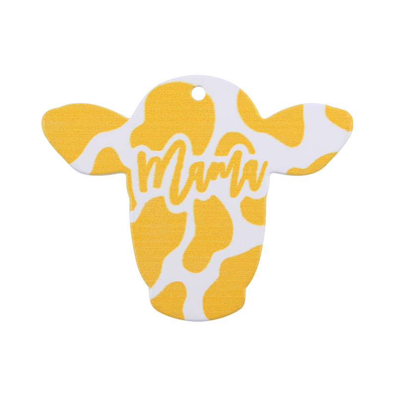 Nueva MAMA de madera cabeza vaca estilo Occidental llavero colgante creativo DIY animal la historieta Accesorios